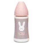 SUAVINEX FEEDING BOT 270 PA 3P WHISKERS PK سوافينكس رضاعة 270مل ثلاث اوضاع  ارنب مخطط زهرية