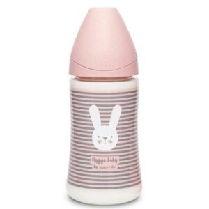 SUAVINEX FEEDING BOT 270 PA 3P WHISKERS PK سوافينكس رضاعة 270مل ثلاث اوضاع  ارنب مخطط زهرية