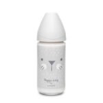 SUAVINEX GLASS FEED BOTTLE 240ML 3P WHISKERS Grey سوافينكس رضاعة زجاج 240مل ثلاث اوضاع قطة بيضاء