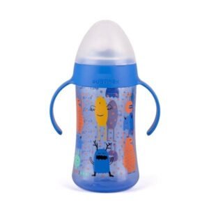 SUAVINEX BOTTLE HANDLES NON SPILL SPOUT 270ML +4M BLUE