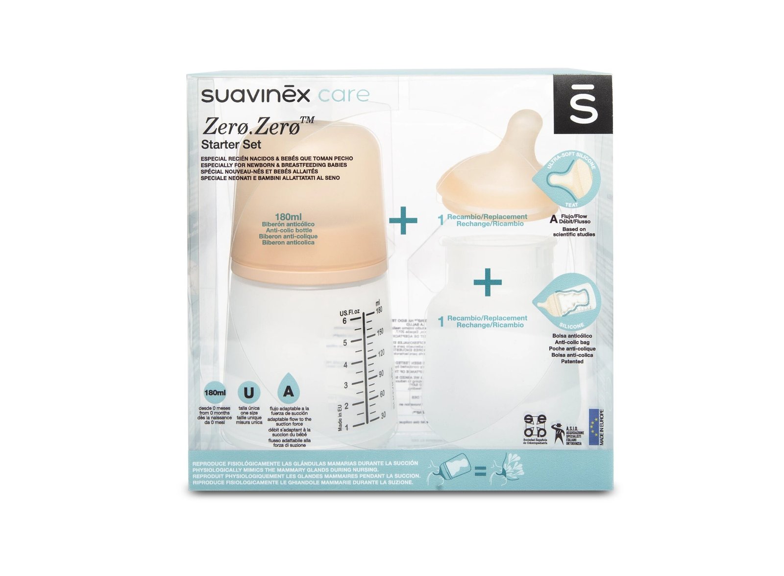SUAVINEX ZERO.ZERO ANTI-COLIC BOTTLE 180ML SET
