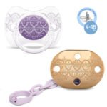 SUAVINEX COUTURE PRE SOOTHER 4-18M  Physiological + SOOTHER CLIP Purple