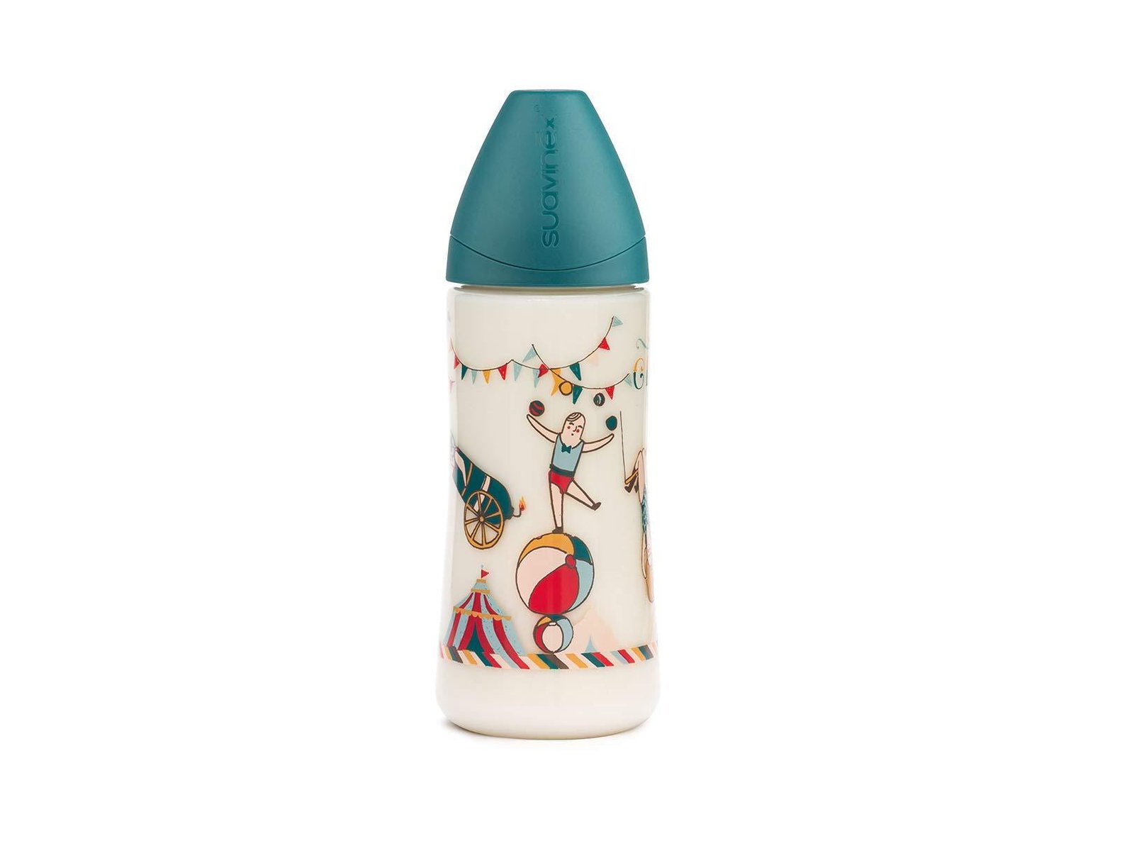 Suavinex - Anatomical Bottle 360ml - Green Circus "Teat 2L Dense Flow" 6m+