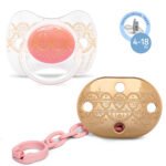 SUAVINEX COUTURE PRE SOOTHER 4-18M  Physiological + SOOTHER CLIP Pink
