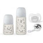 SUAVINEX SET 270+150+SILCONE 0/6+CLIP FOX سوافينكس مجموعة ثعلب ابيض