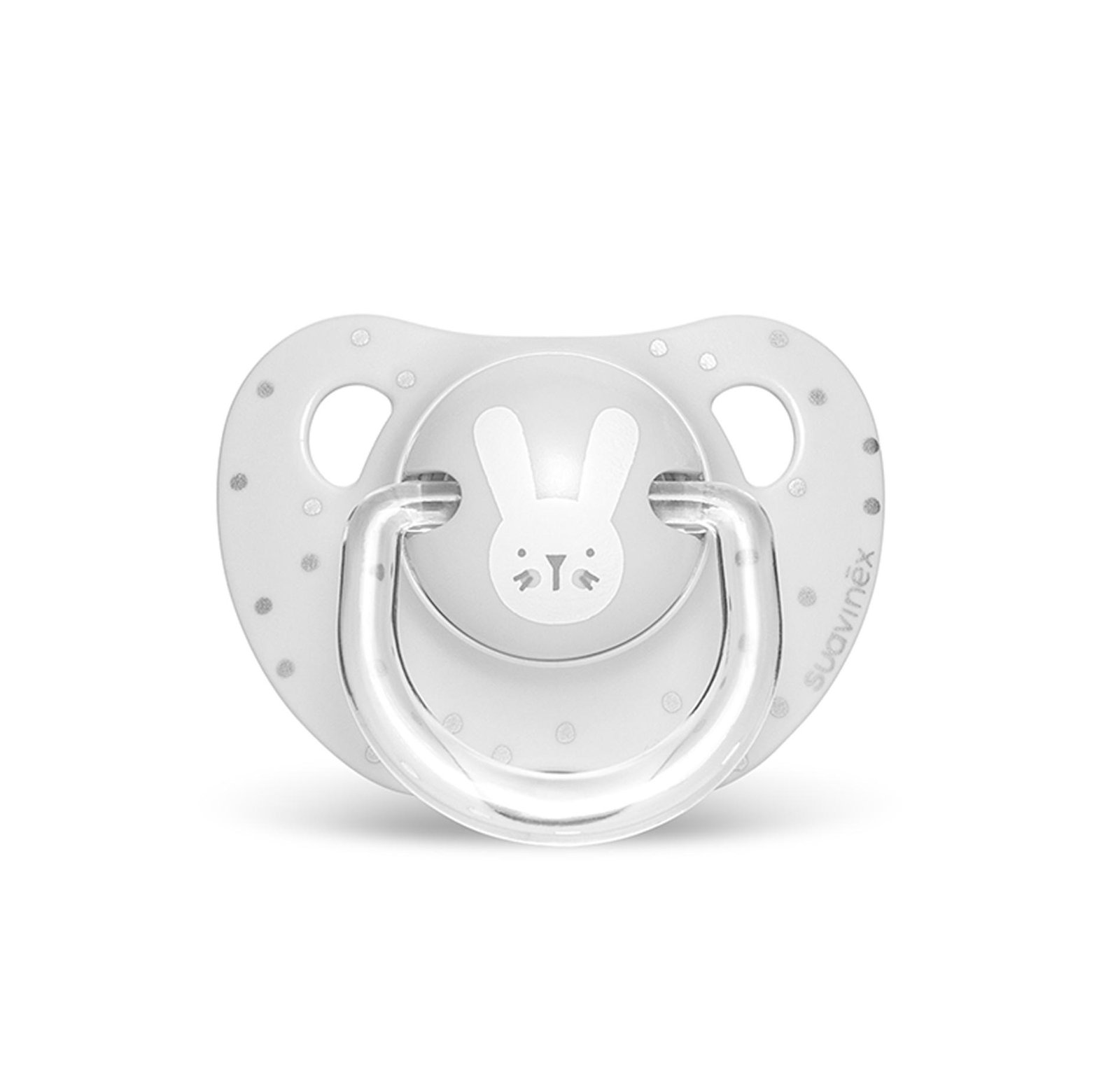 SUAVINEX EVO ANA SOOTHER S 0/6 RABBIT GY سوافينكس لهاية اناتوميكال 0/6 ارنب بيضاء