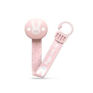 SUAVINEX SOOTHER CLIP WITH RIBBON HYGGE PK سوافينكس مشبك لهاية ارنب مع شريط ريبون زهري